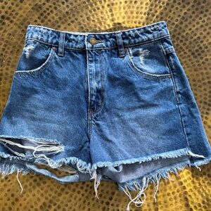 ROLLA'S Classic Blue Frayed Jean Shorts
